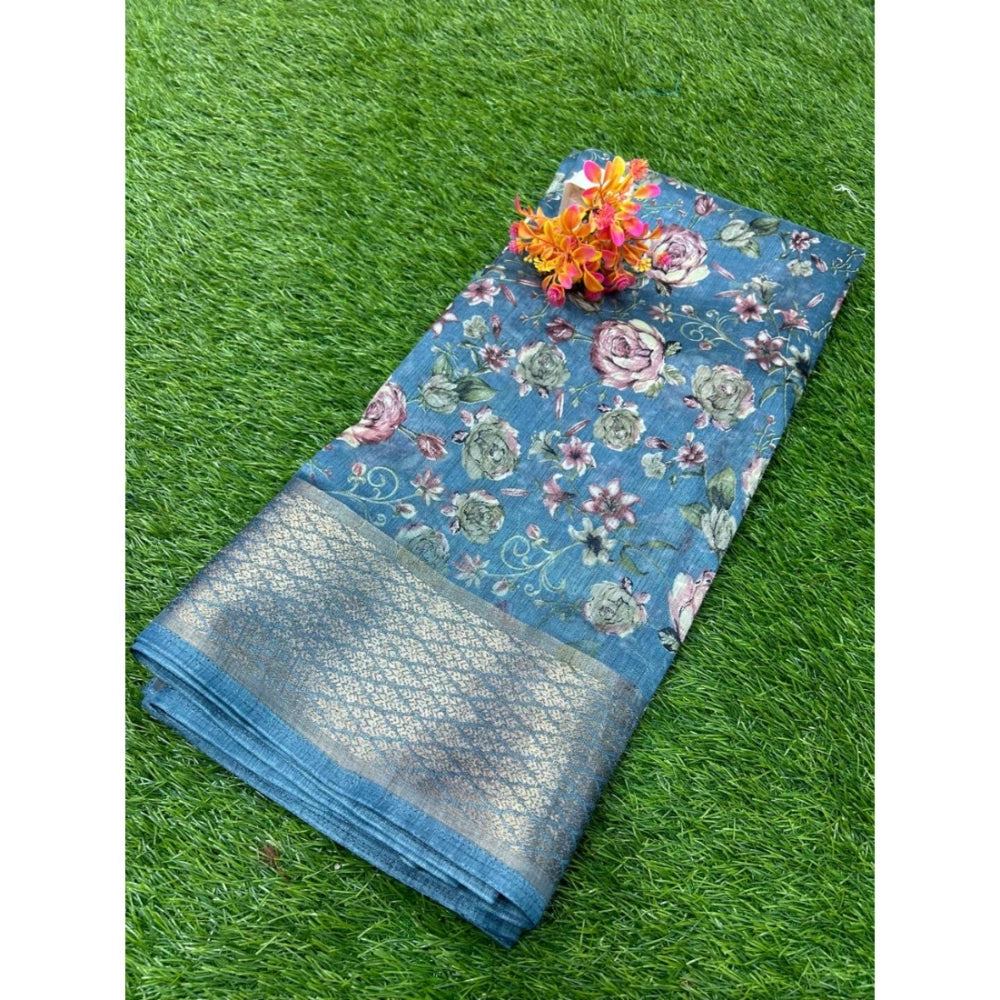 Rani Rangoli Cotton Printed Saree With Unstitched Blouse