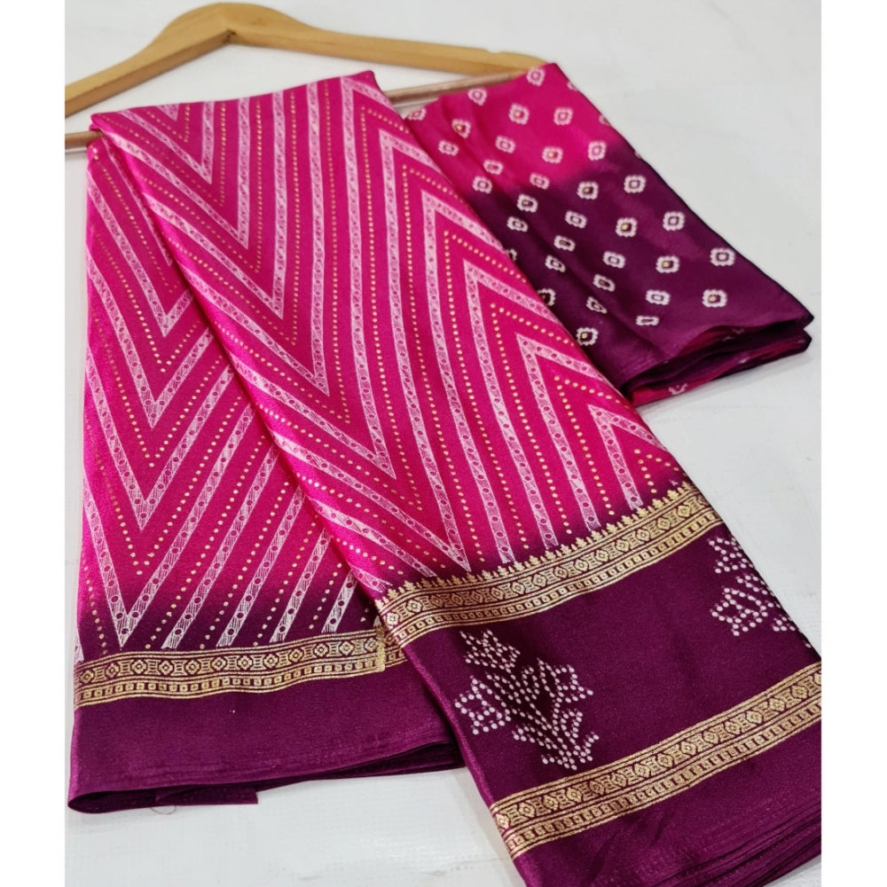 Rani Rangoli Cotton Printed Saree With Unstitched Blouse