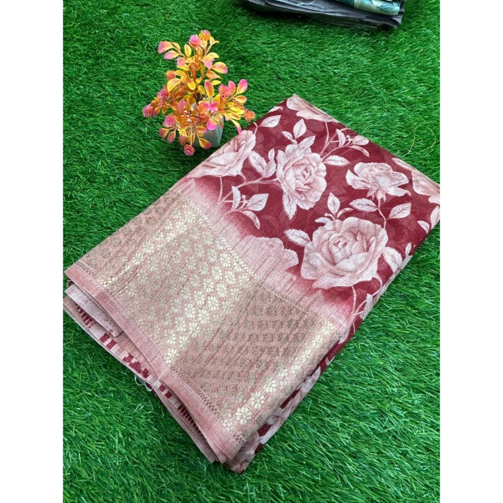 Rani Rangoli Cotton Printed Saree With Unstitched Blouse