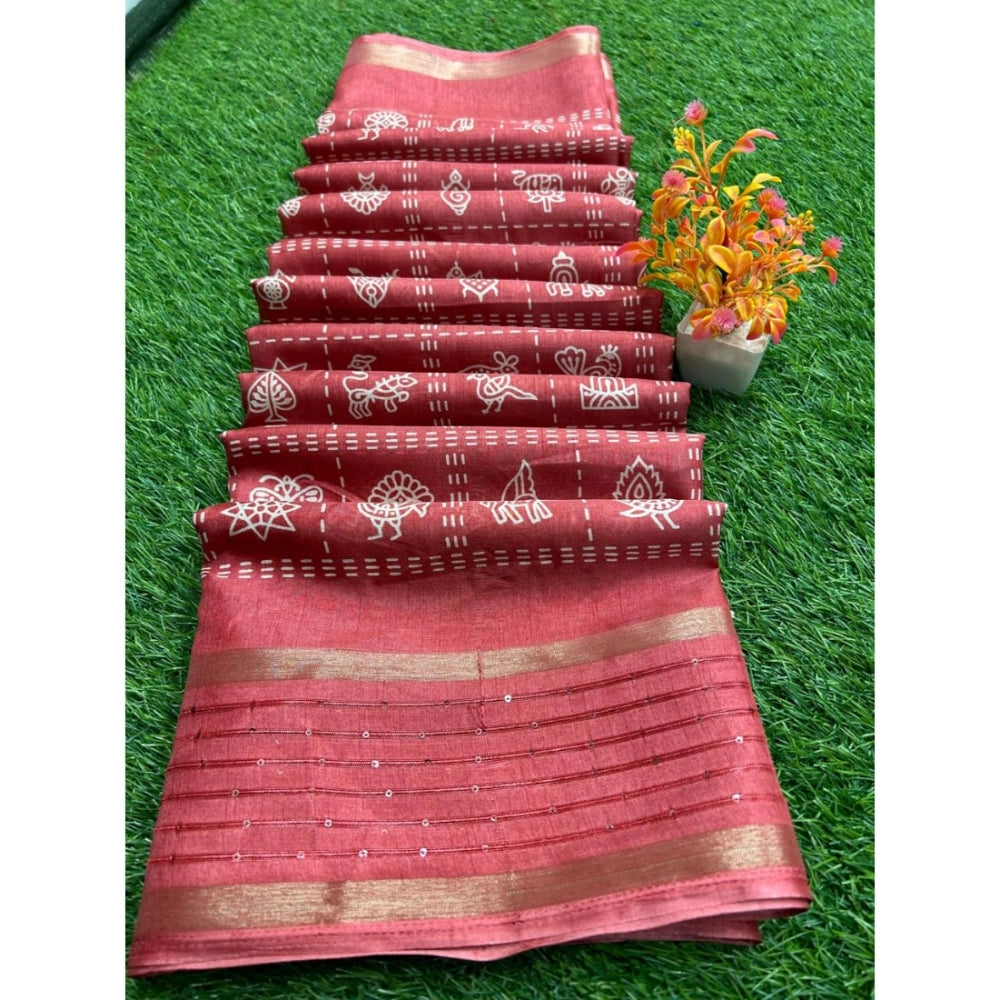 Rani Rangoli Art Silk Printed Saree With Unstitched Blouse