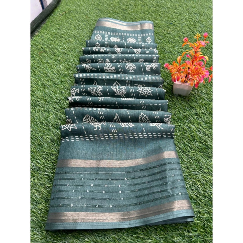 Rani Rangoli Art Silk Printed Saree With Unstitched Blouse