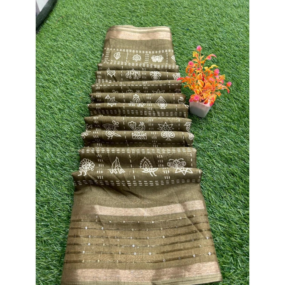 Rani Rangoli Art Silk Printed Saree With Unstitched Blouse