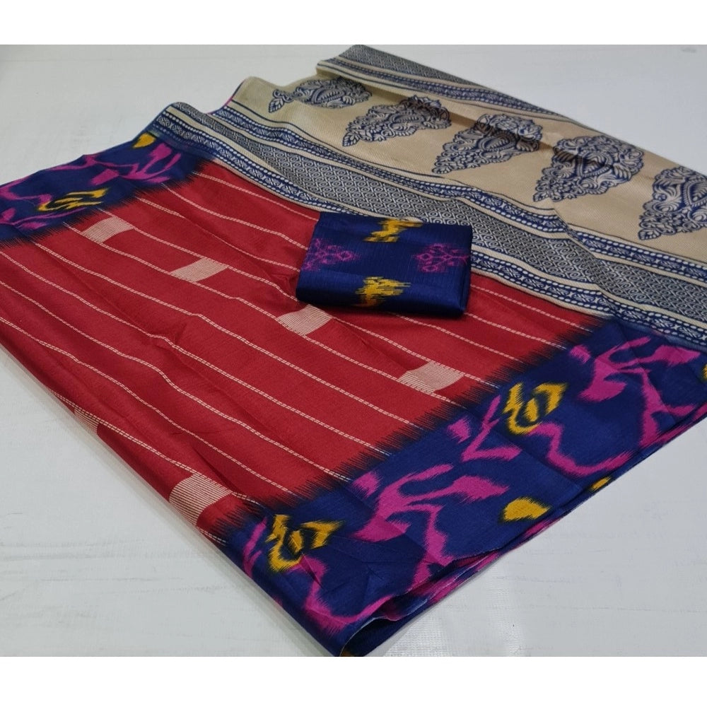 Rani Rangoli Cotton Silk Printed Saree With Unstitched Blouse