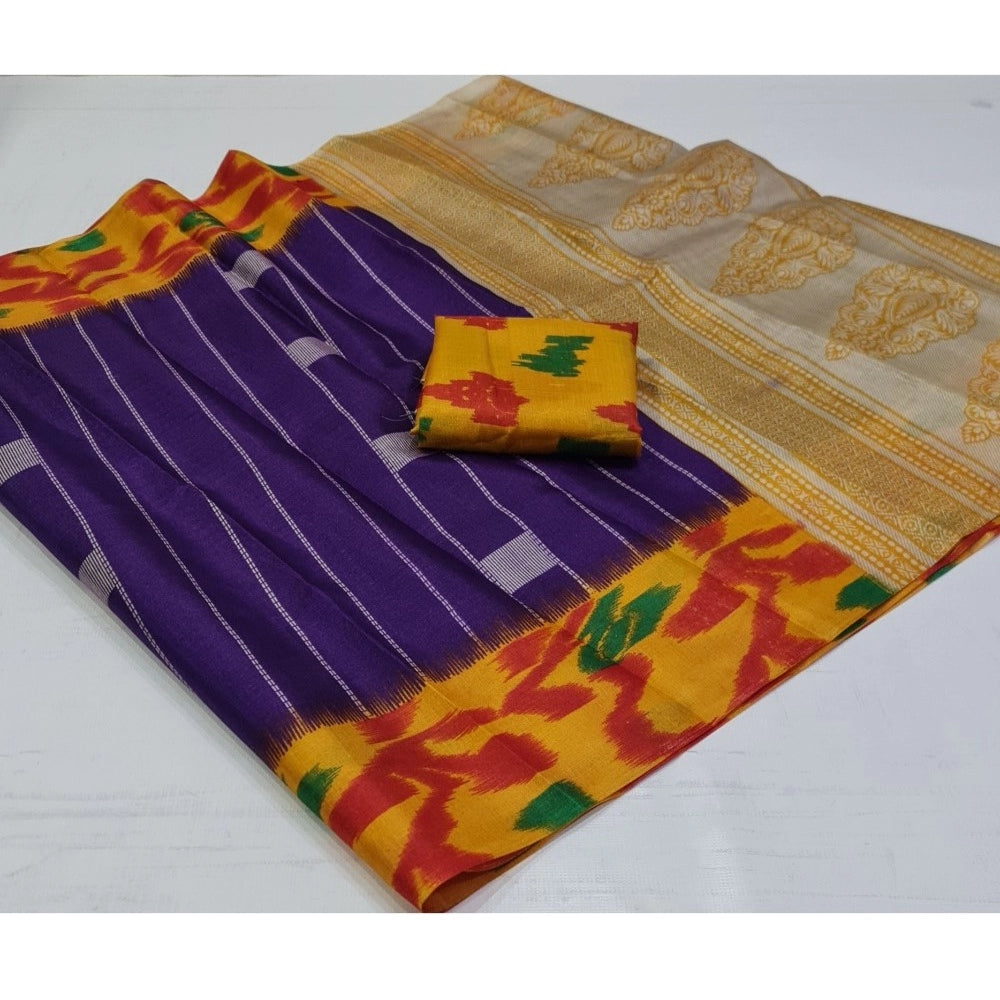 Rani Rangoli Cotton Silk Printed Saree With Unstitched Blouse