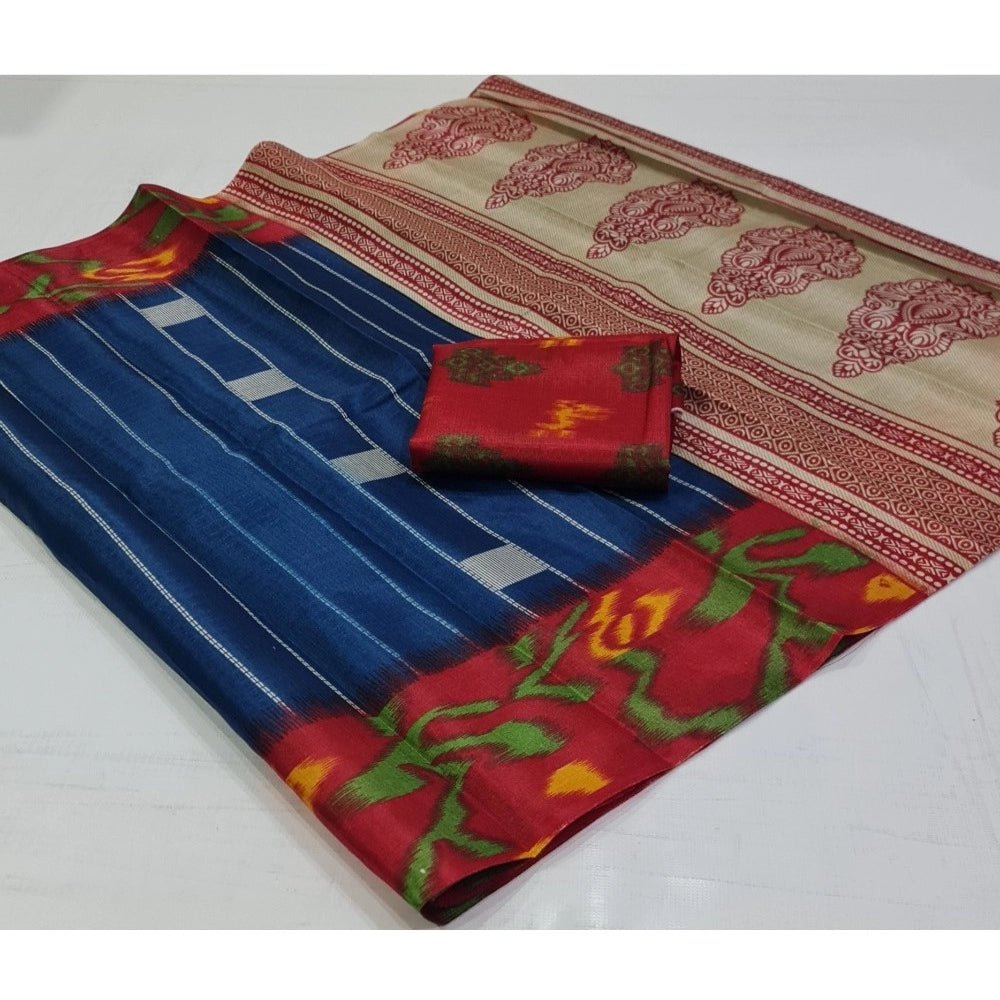 Rani Rangoli Cotton Silk Printed Saree With Unstitched Blouse