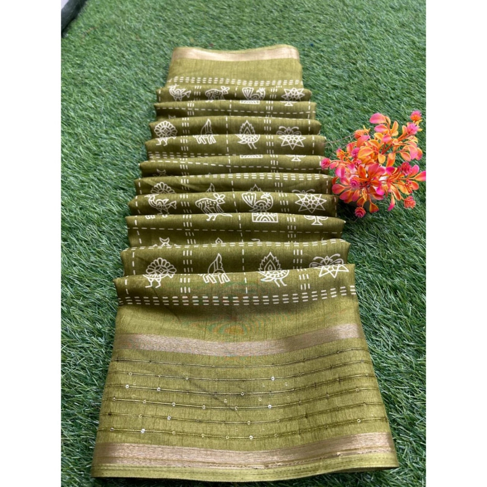 Rani Rangoli Art Silk Printed Saree With Unstitched Blouse