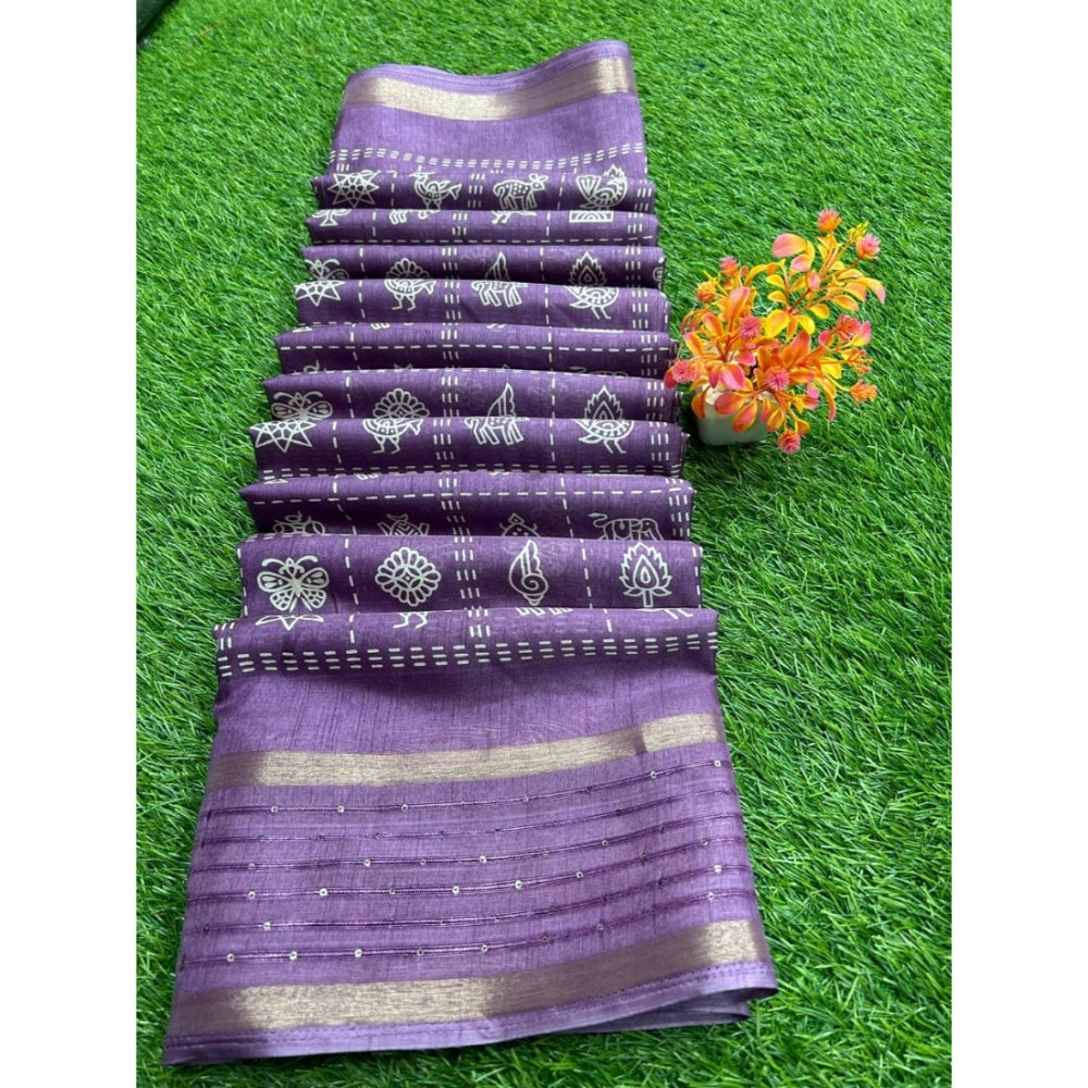 Rani Rangoli Art Silk Printed Saree With Unstitched Blouse