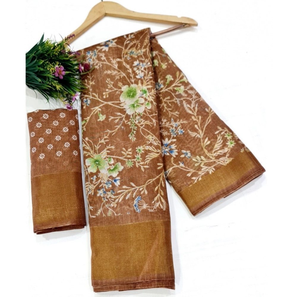 Rani Rangoli Cotton Printed Saree With Unstitched Blouse