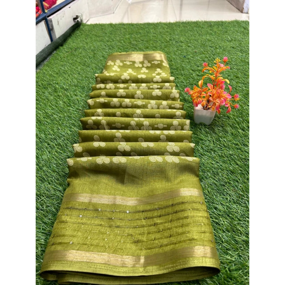 Rani Rangoli Art Silk Printed Saree With Unstitched Blouse