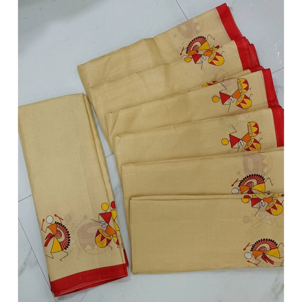 Rani Rangoli Cotton Silk Printed Saree With Unstitched Blouse