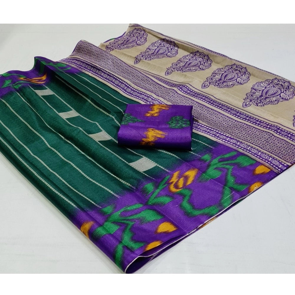 Rani Rangoli Cotton Silk Printed Saree With Unstitched Blouse